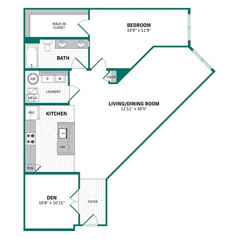 a floor plan of a two bedroom apartment at the residences at silver hill in suitland,